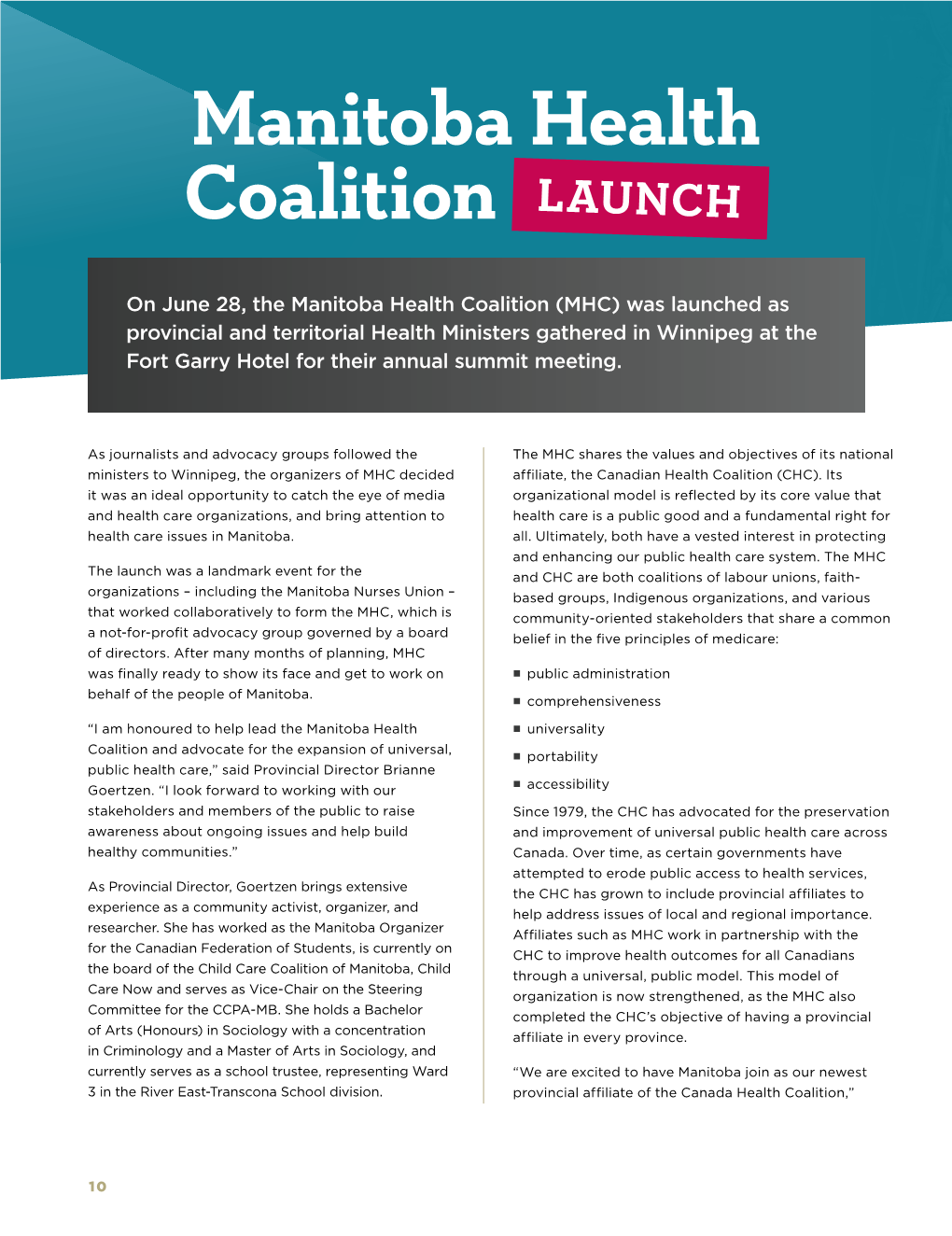 Manitoba Health Coalition LAUNCH