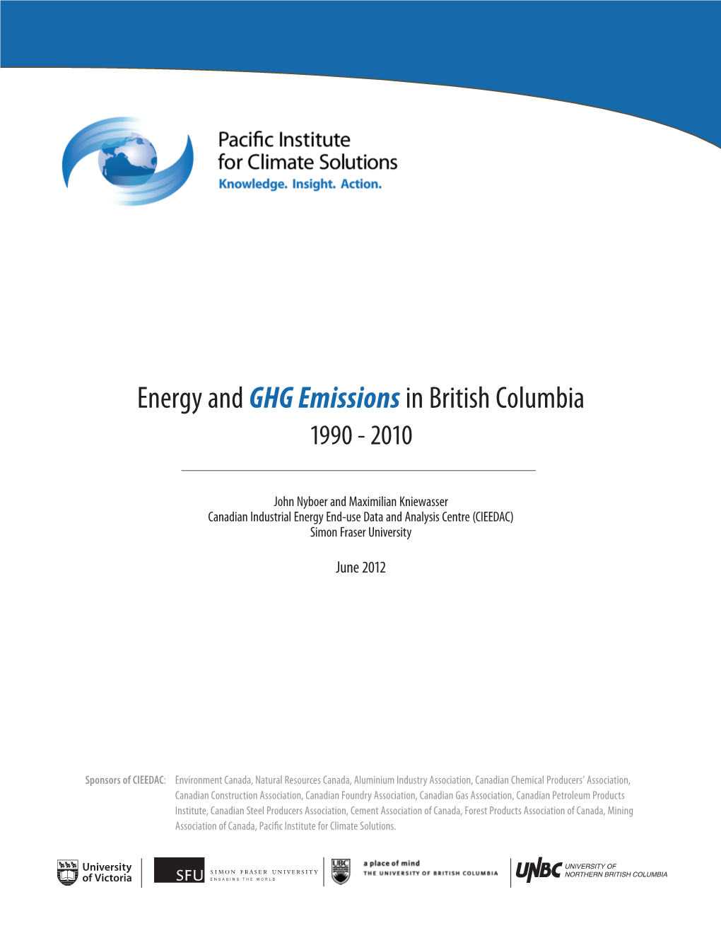 Energy and GHG Emissionsin British Columbia