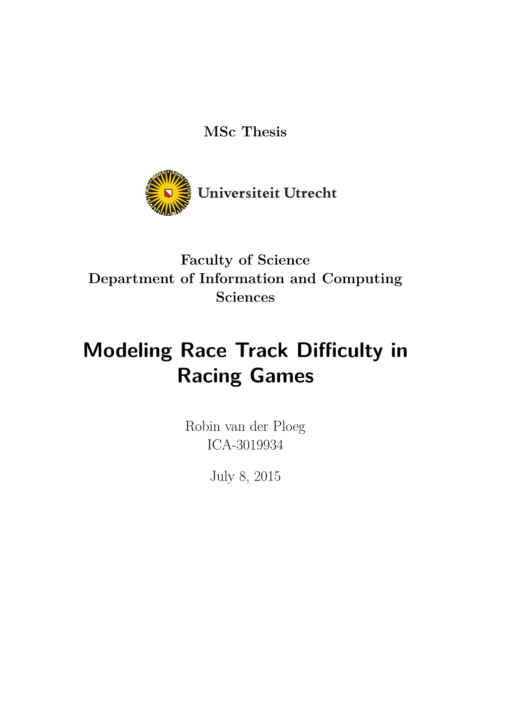 Modeling Race Track Difficulty in Racing Games