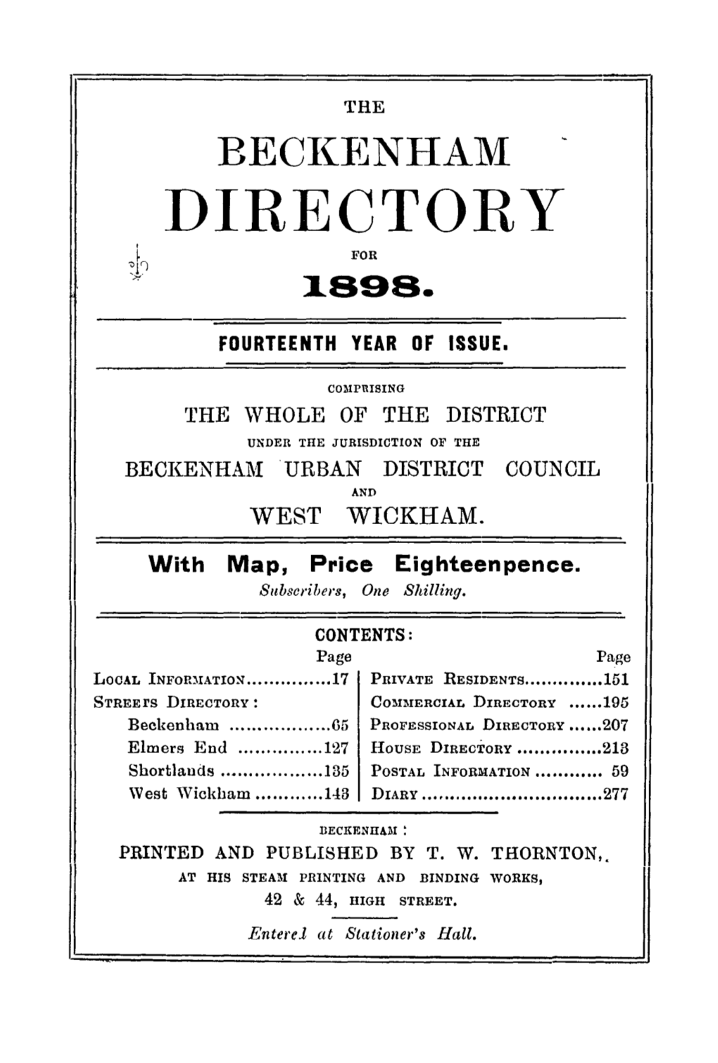 Directory for 1898