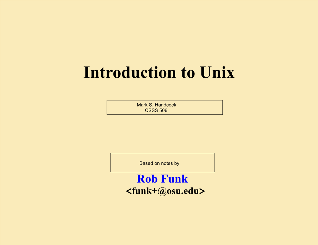 Introduction to Unix