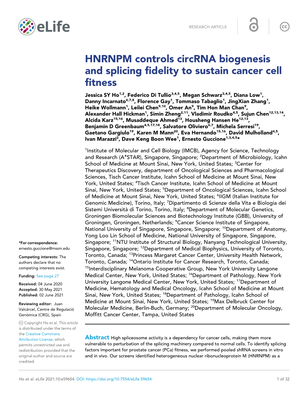 HNRNPM Controls Circrna Biogenesis and Splicing Fidelity To