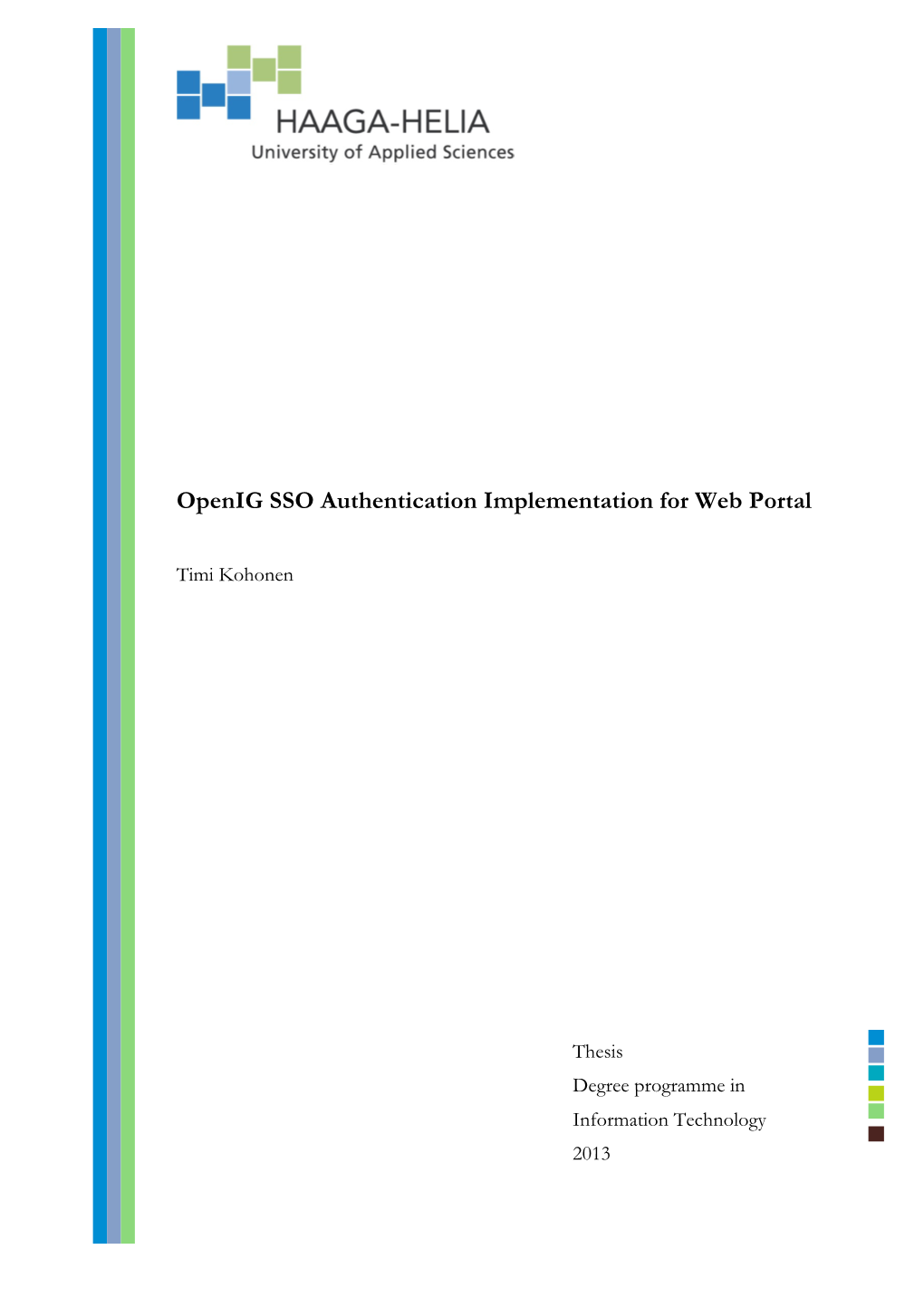 Openig SSO Authentication Implementation for Web Portal