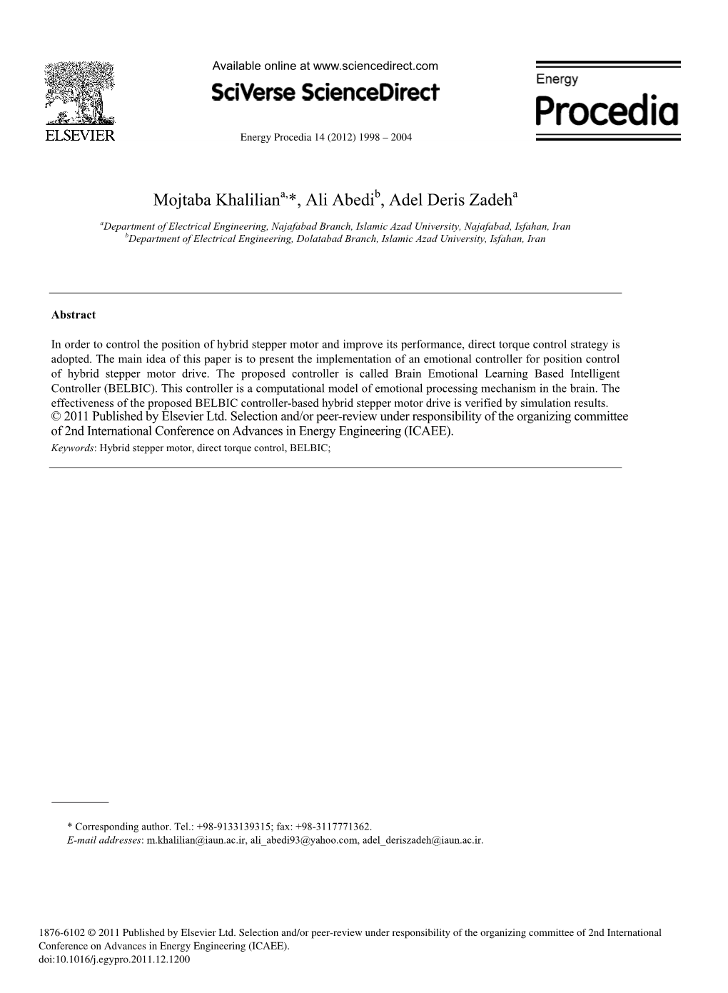 Position Control of Hybrid Stepper Motor Using Brain Emotional