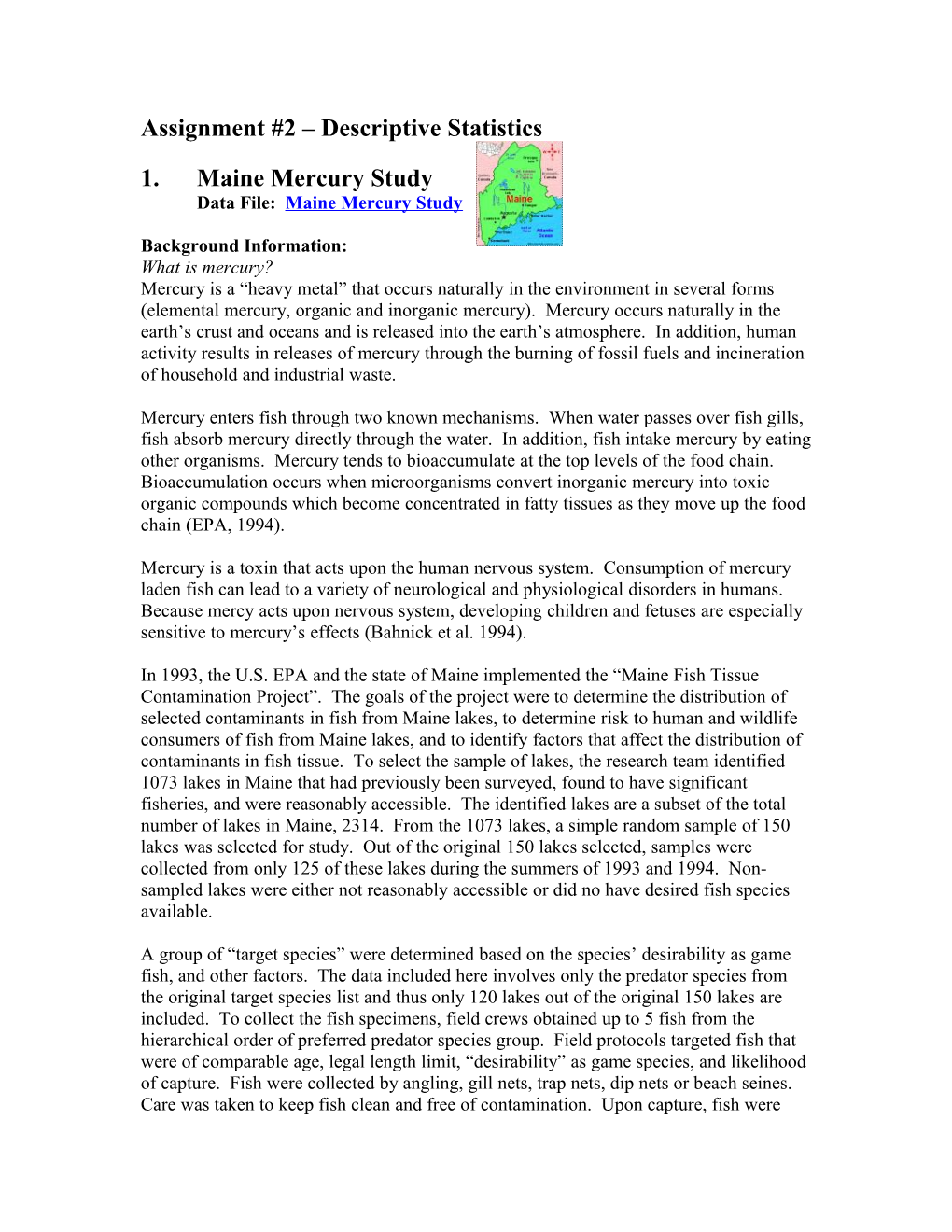 Assignment #1 - Graphical and Numerical Summaries of Data