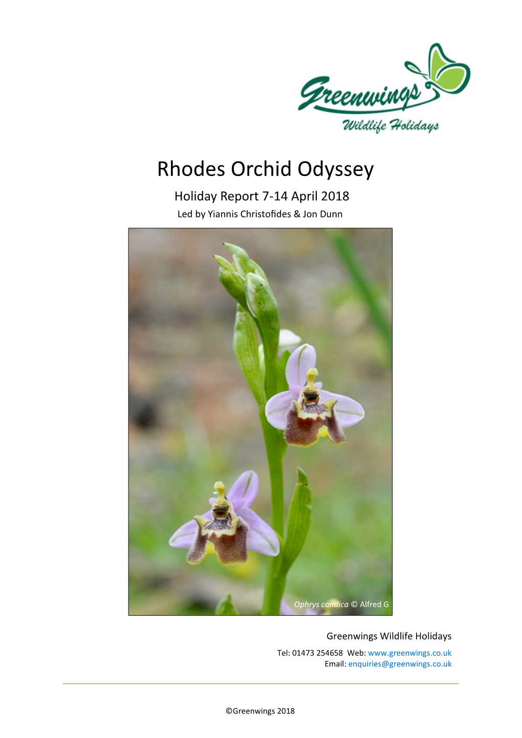 Rhodes Orchid Odyssey Holiday Report 2018