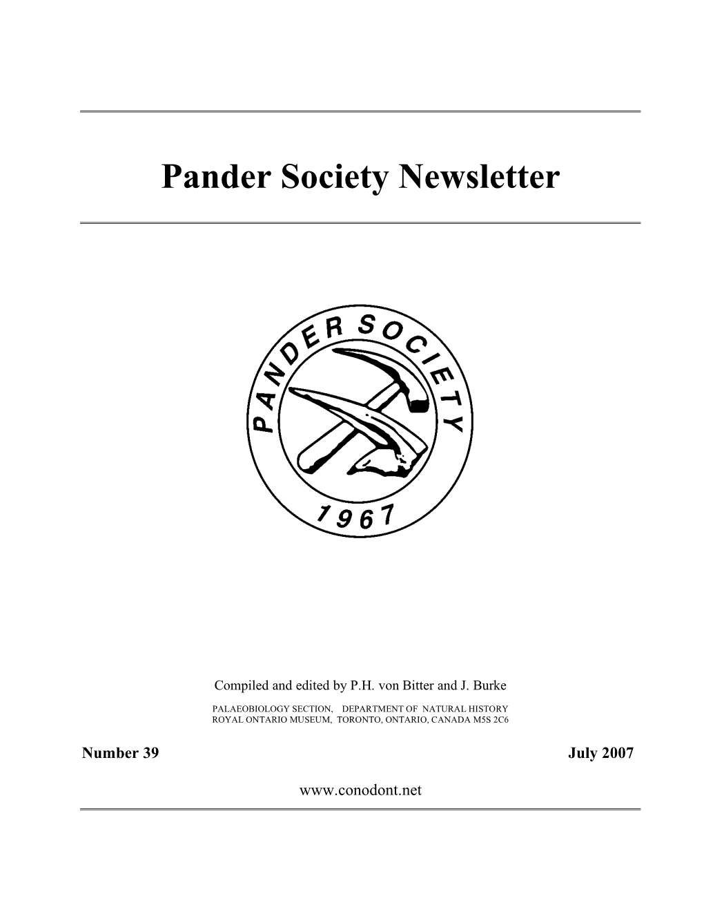 Pander Society Newsletter