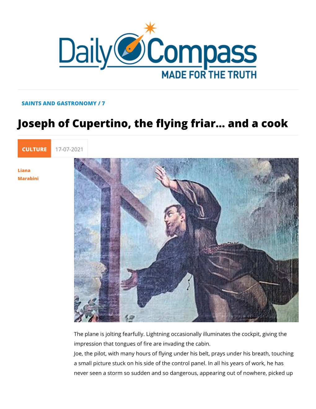 Joseph of Cupertino, the Flying Friar... and a Cook