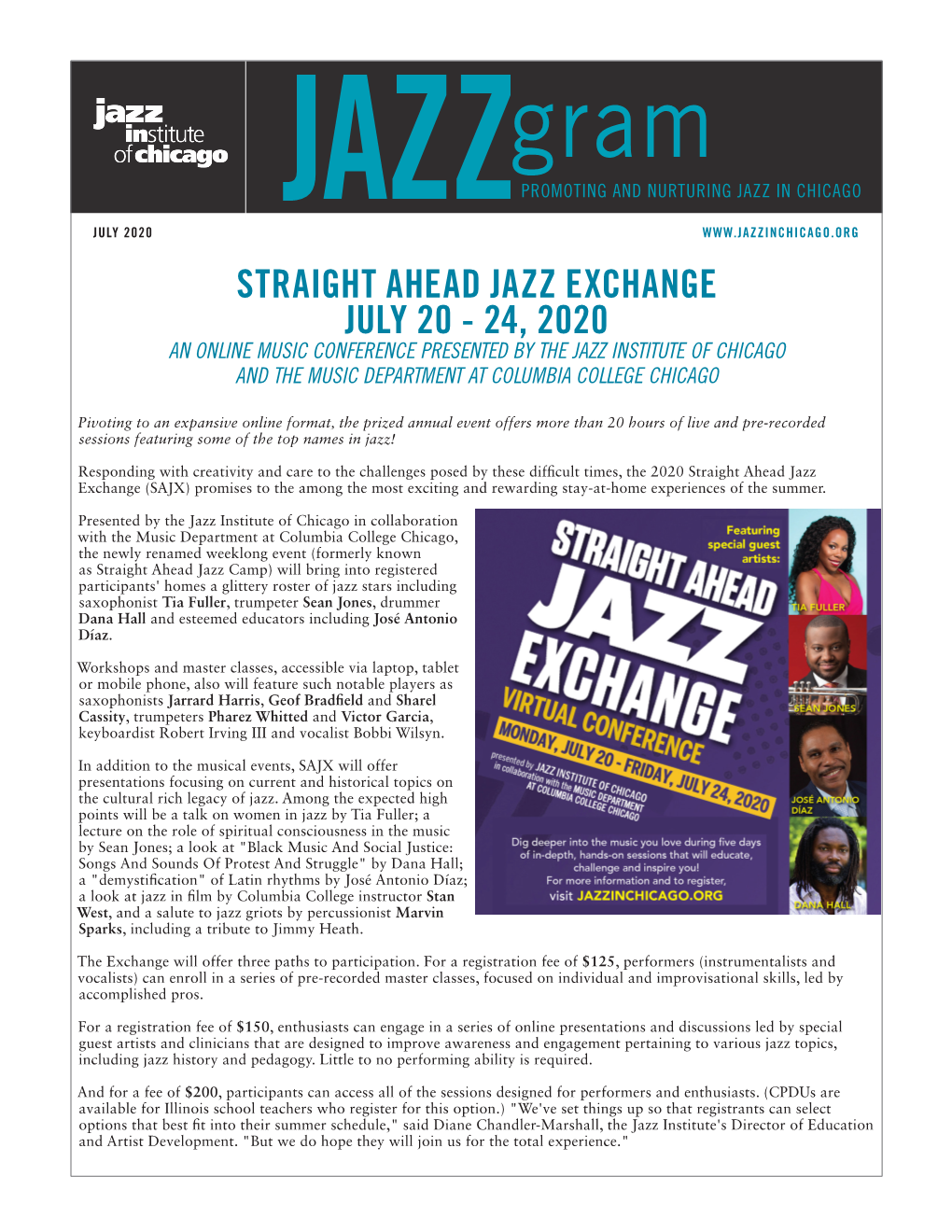 Straight Ahead Jazz Exchange July 20