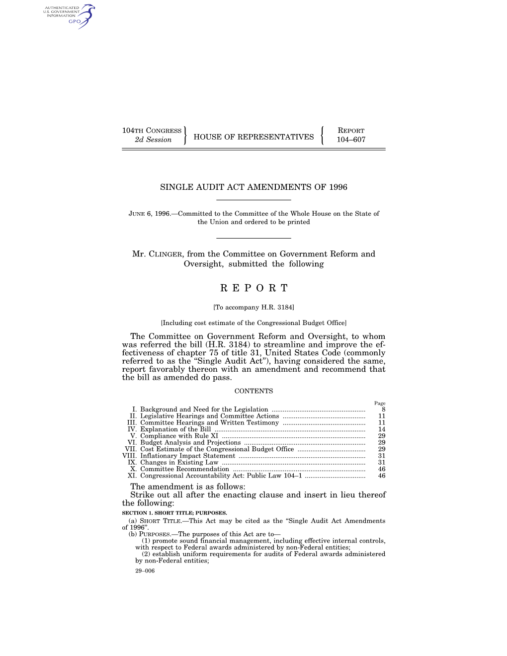 Single Audit Act Amendments of 1996