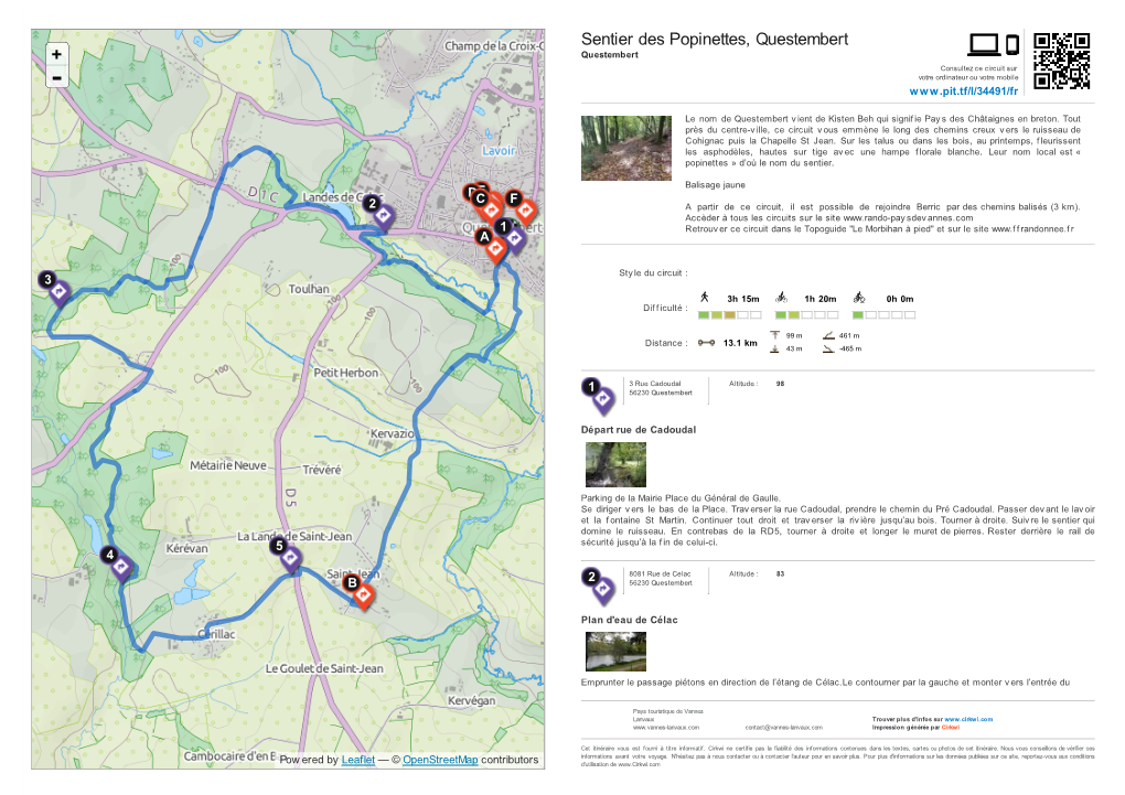 Sentier Des Popinettes, Questembert + Questembert Consultez Ce Circuit Sur - Votre Ordinateur Ou Votre Mobile W W W .Pit.Tf/L/34491/Fr