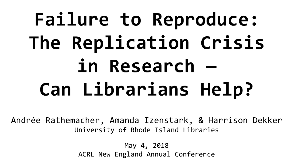 The Replication Crisis in Research — Can Librarians Help?