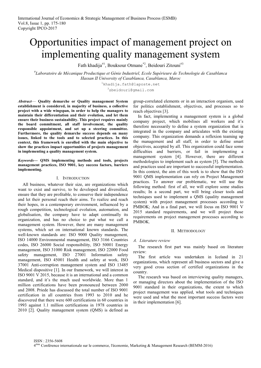 Opportunities Impact of Management Project on Implementing Quality