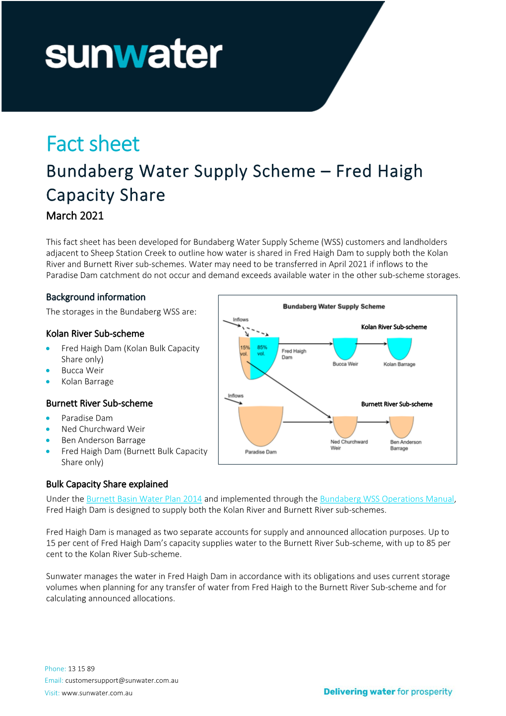 Fact Sheet Bundaberg Water Supply Scheme – Fred Haigh Capacity Share March 2021