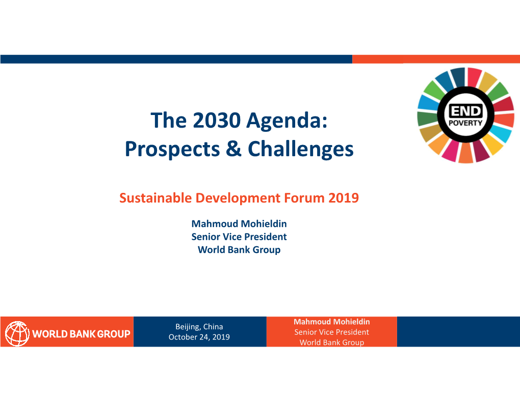 The 2030 Agenda: Prospects & Challenges