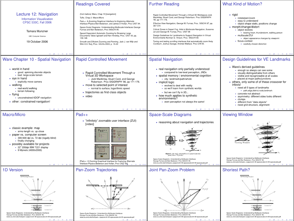 Ware Chapter 10 - Spatial Navigation Rapid Controlled Movement Spatial Navigation Design Guidelines for VE Landmarks