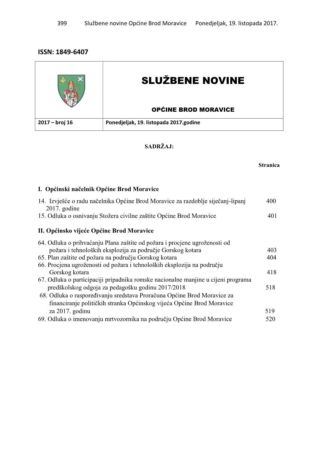 Službene Novine Brod Moravice Broj 16