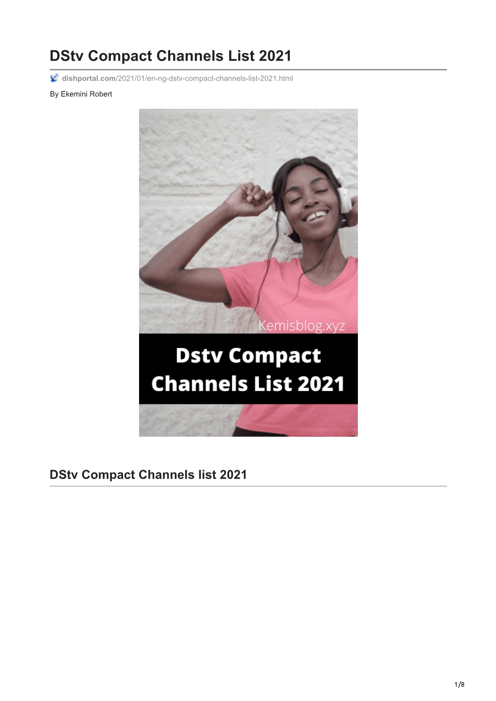 Dstv Compact Channels List 2021