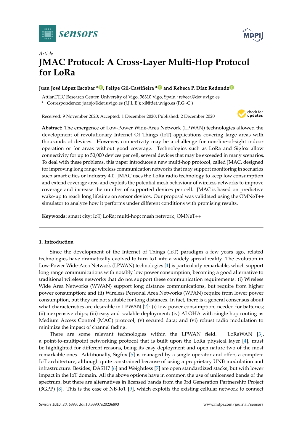 A Cross-Layer Multi-Hop Protocol for Lora