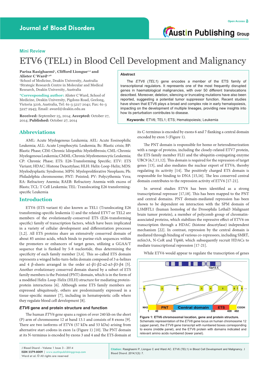 ETV6 (TEL1) in Blood Cell Development and Malignancy