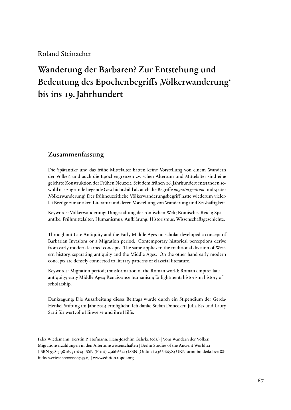 "Völkerwanderung" Bis Ins 19. Jahrhundert