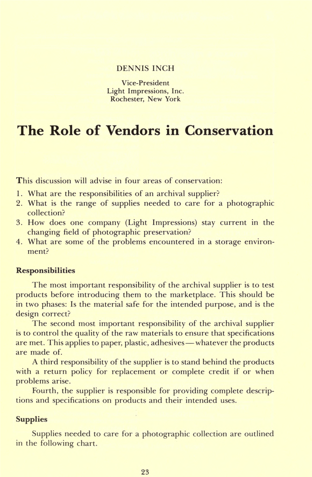 The Role of Vendors in Conservation