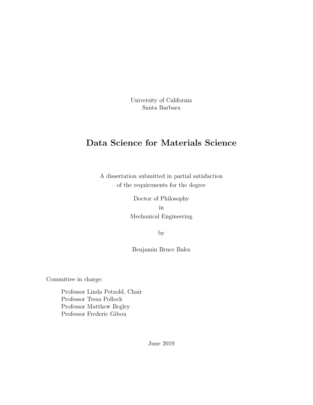 Data Science for Materials Science