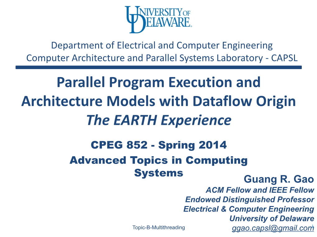 Parallel Program Execution and Architecture Models with Dataflow Origin the EARTH Experience