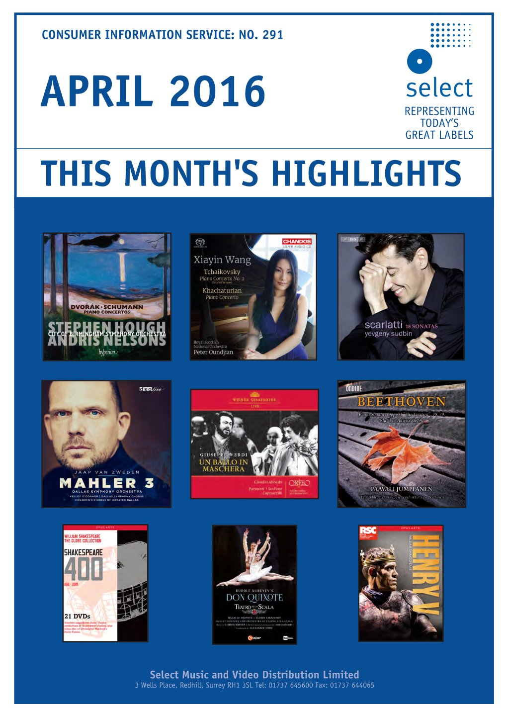 April 2016 Representing Today’S Great Labels This Month's Highlights