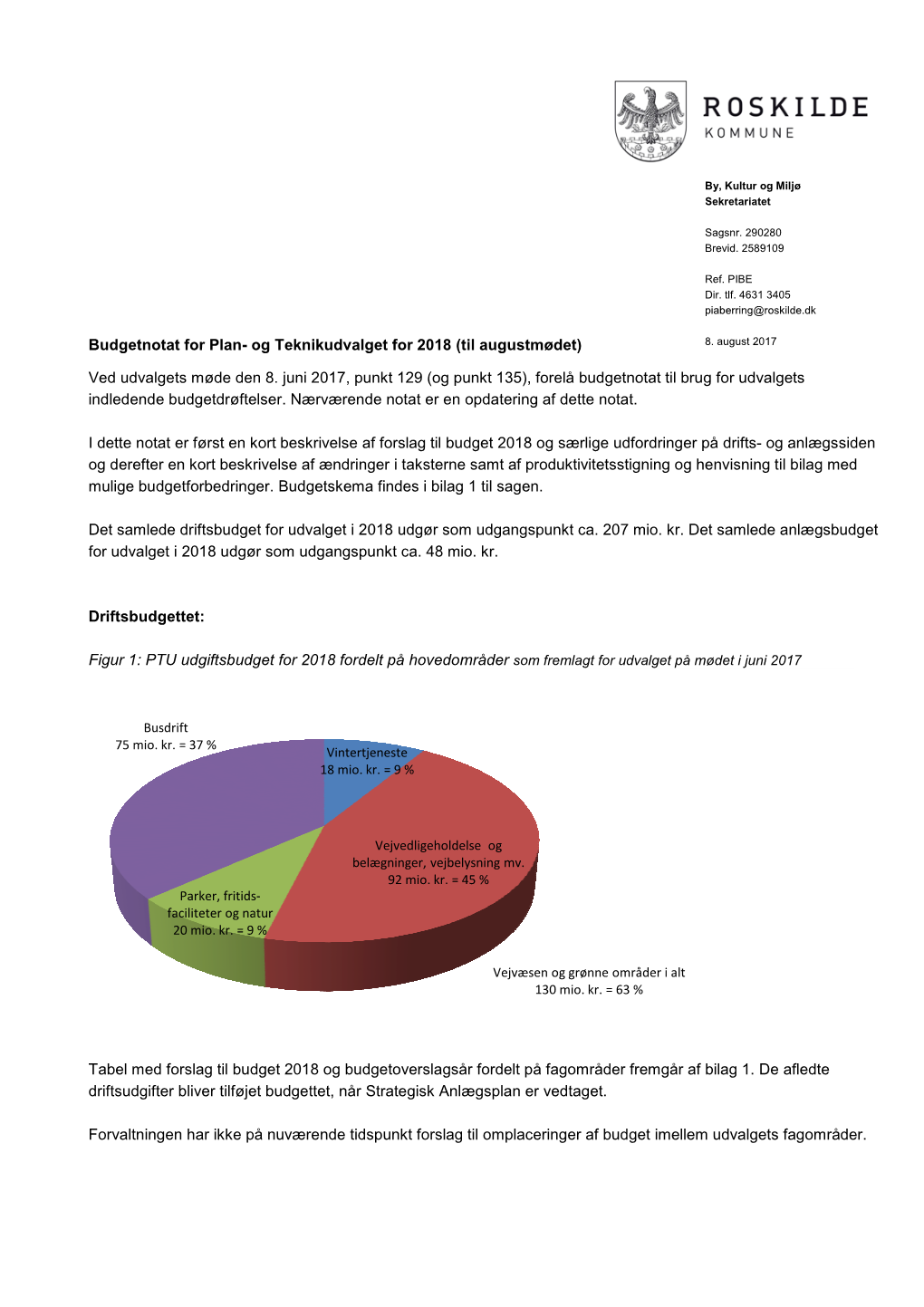 (Til Augustmødet) Ved Udvalgets Møde Den 8. Juni 2017, Punkt