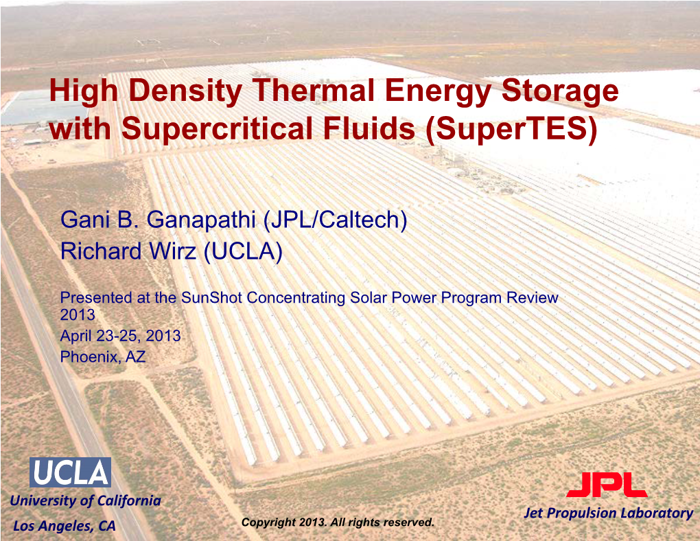 High Density Thermal Energy Storage with Supercritical Fluids (Supertes)