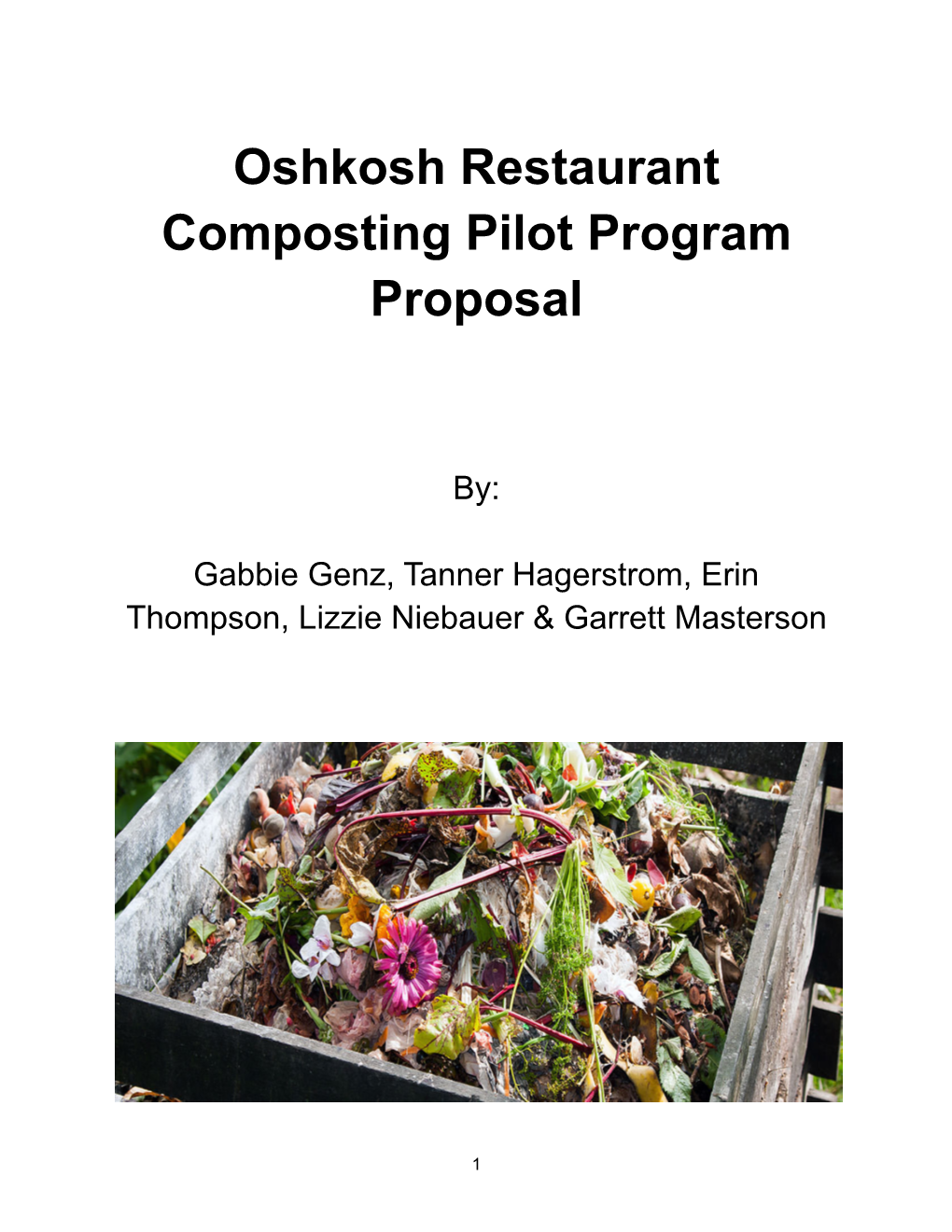 Restaurant Composting Pilot Program Proposal
