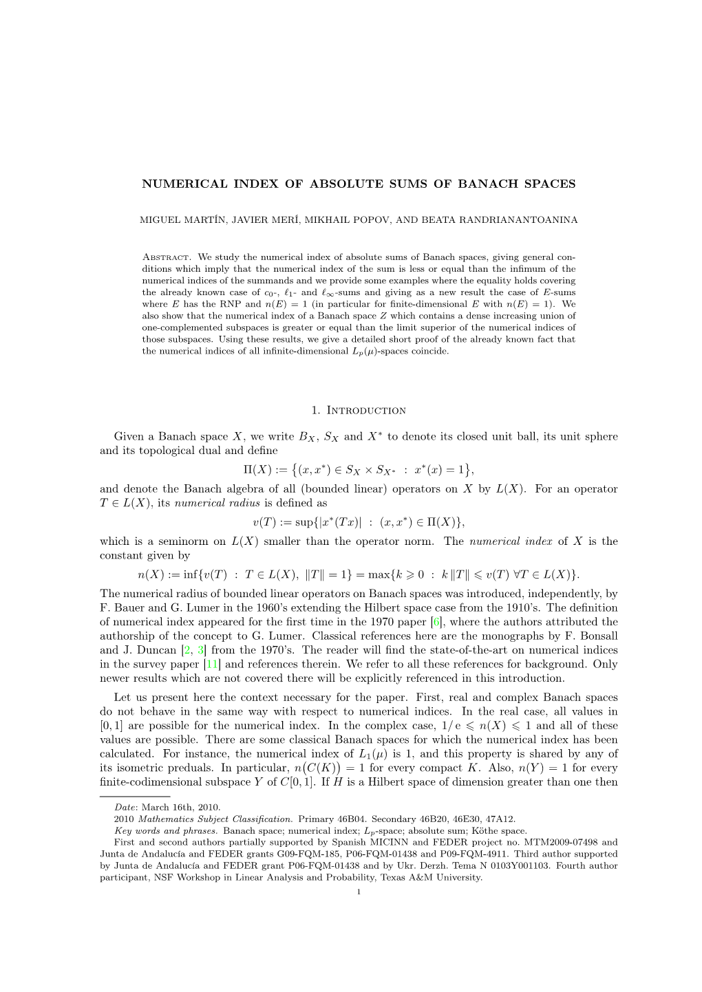 Numerical Index of Absolute Sums of Banach Spaces