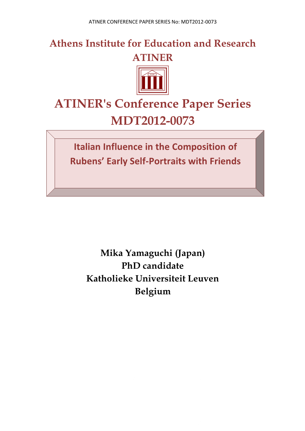 ATINER's Conference Paper Series MDT2012-0073