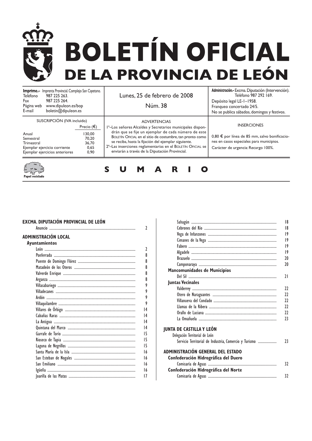 Boletín Oficial De La Provincia De León