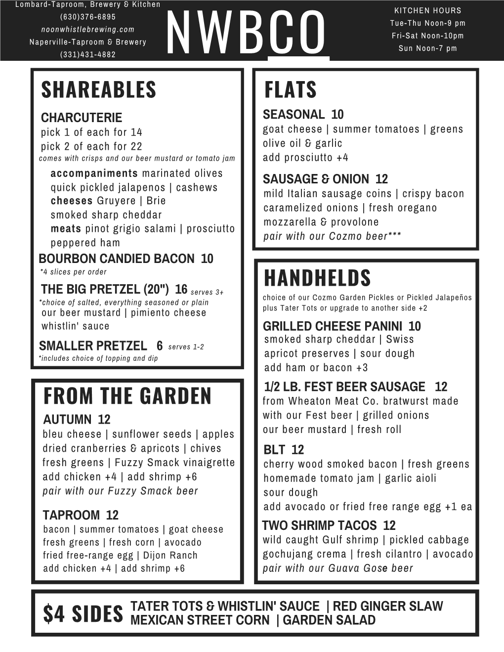 Shareables Flats $4 Sides Handhelds from the Garden