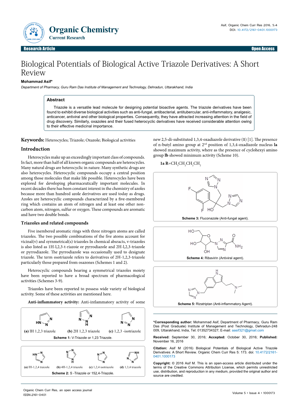 Biological Potentials of Biological Active Triazole Derivatives: a Short