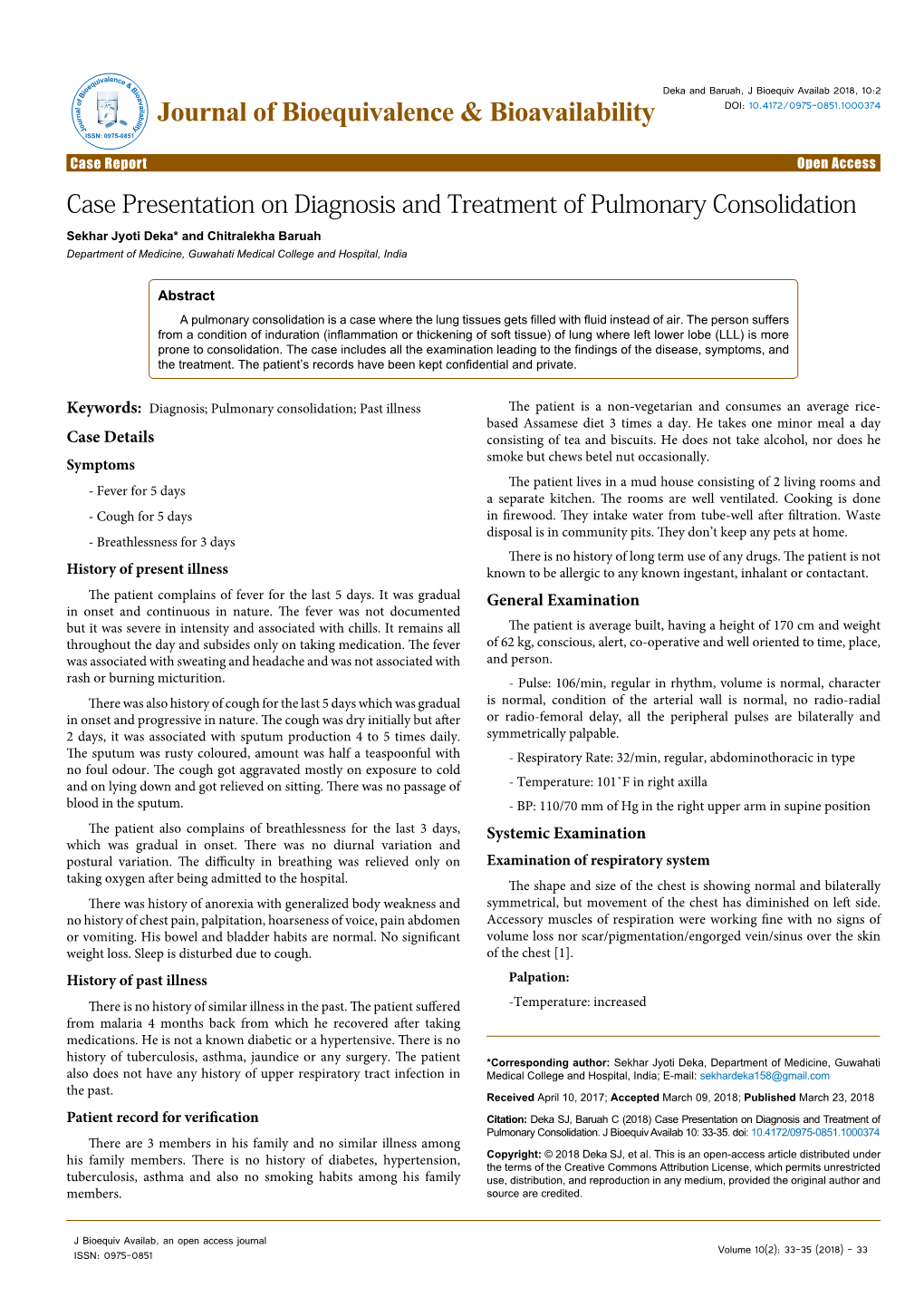 Case Presentation on Diagnosis and Treatment of Pulmonary Consolidation