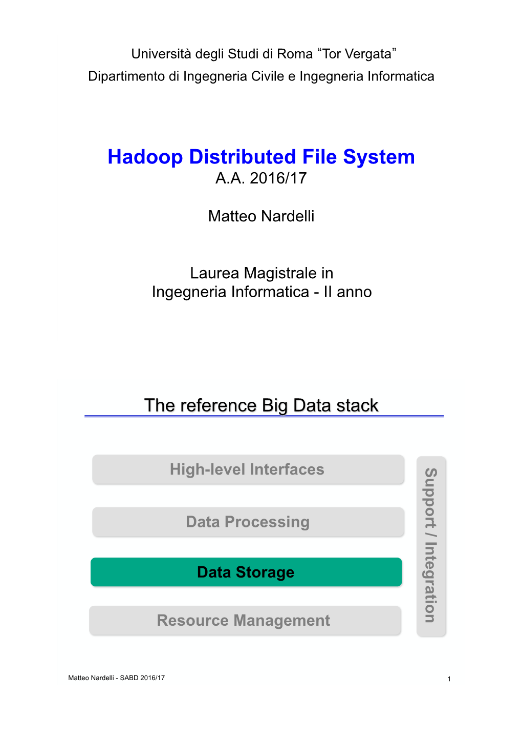 Hadoop Distributed File System A.A