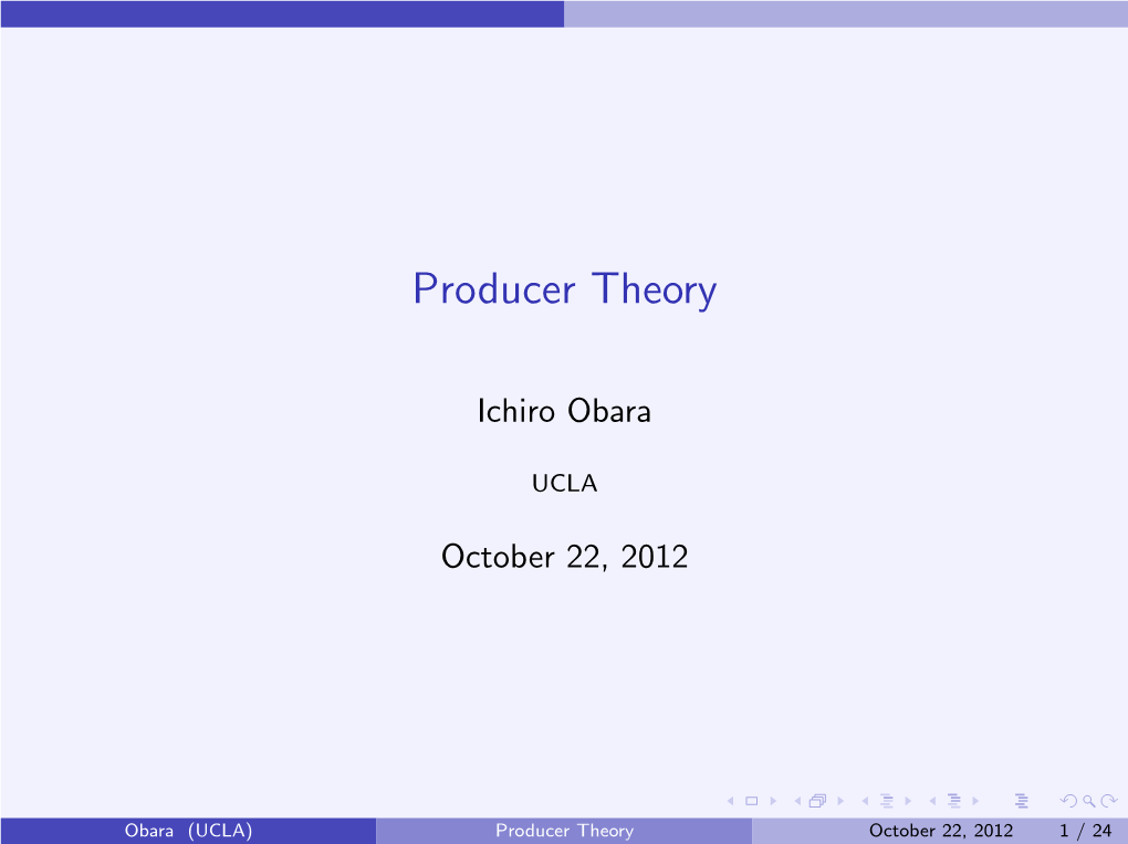 Producer Theory