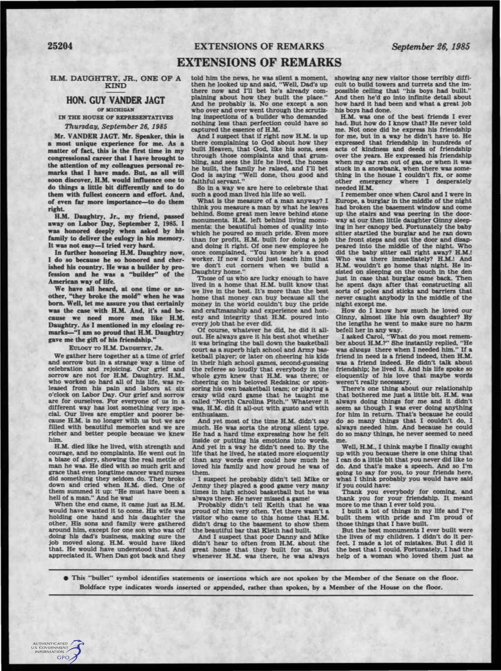 EXTENSIONS of REMARKS September 26, 1985 EXTENSIONS of REMARKS H.M