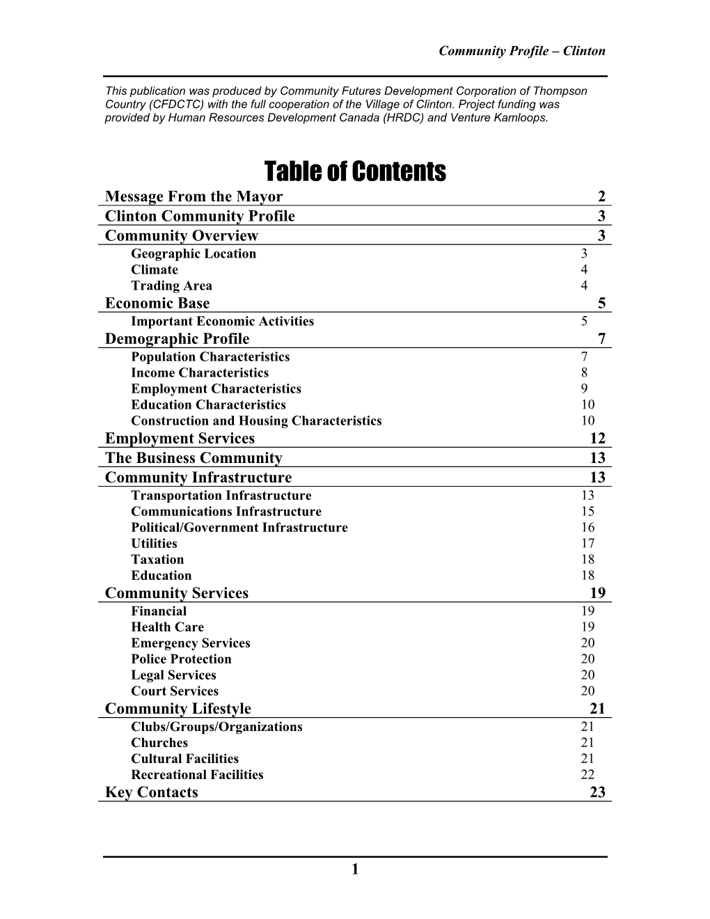 Table of Contents