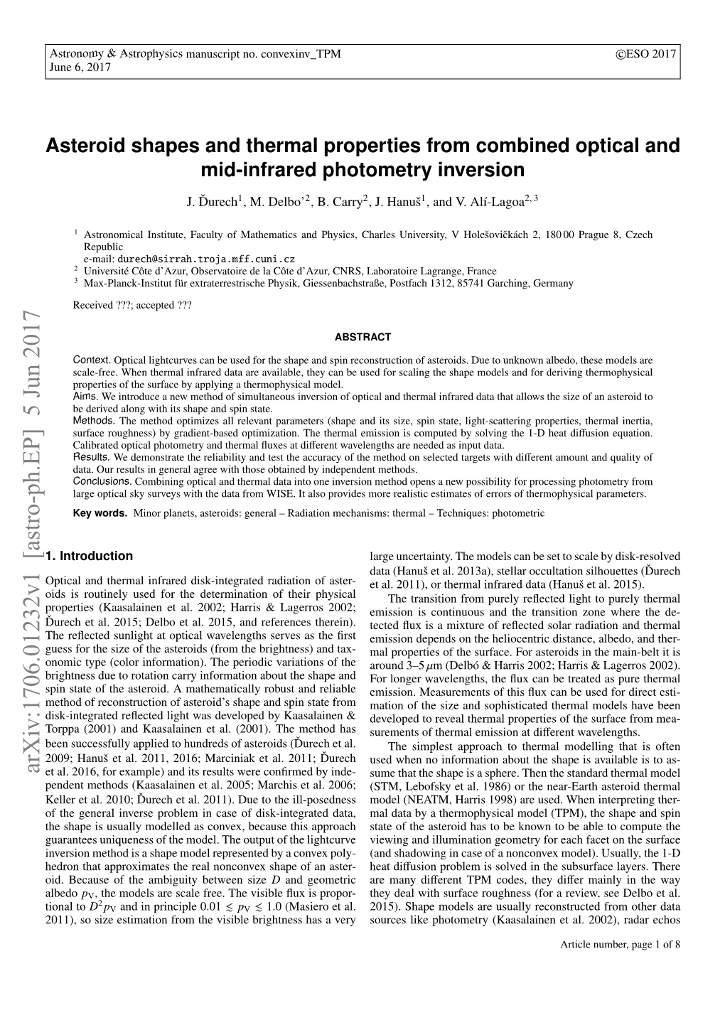 Asteroid Shapes and Thermal Properties from Combined Optical and Mid-Infrared Photometry Inversion