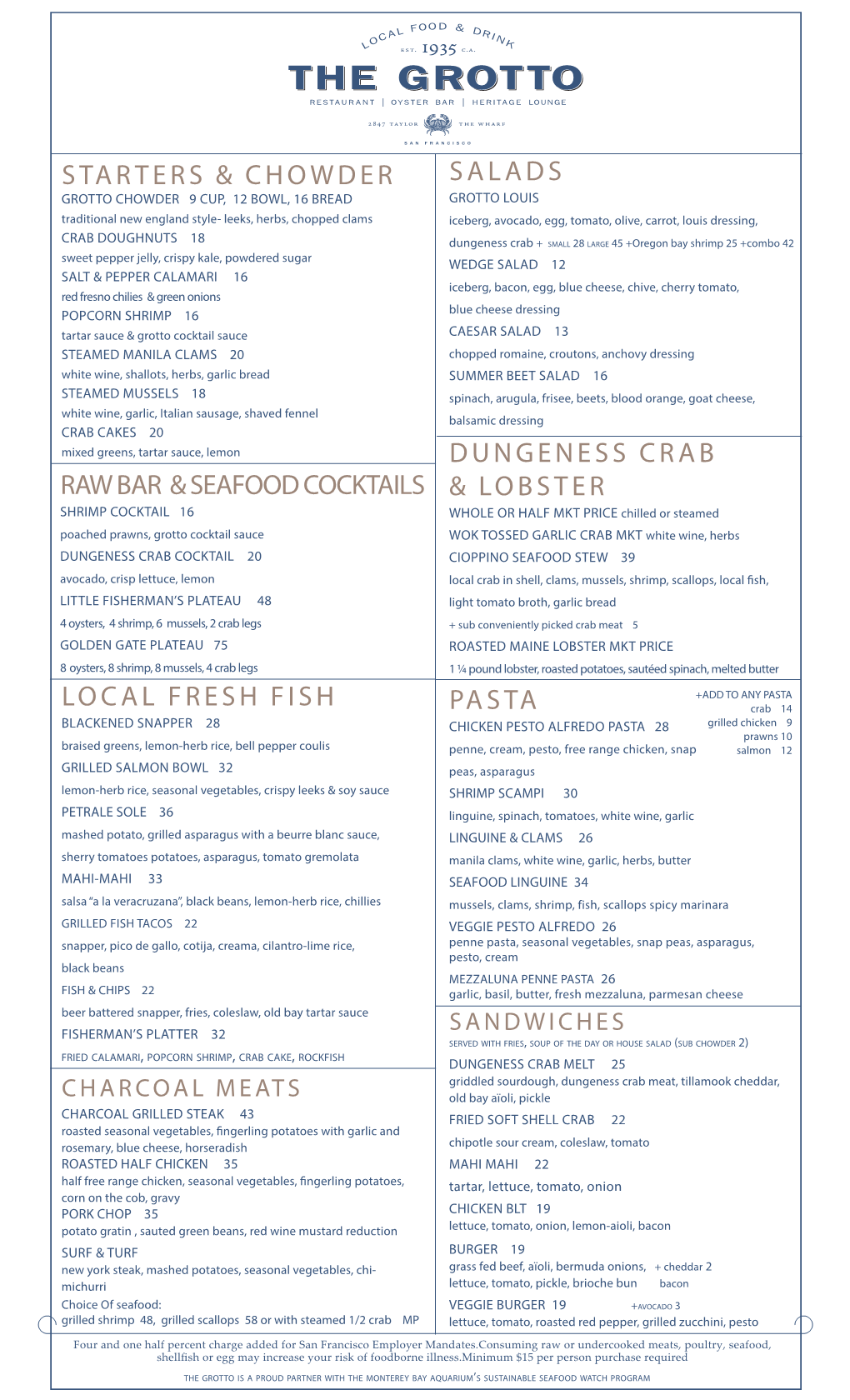 Local Fresh Fish Raw Bar & Seafood Cocktails Pasta