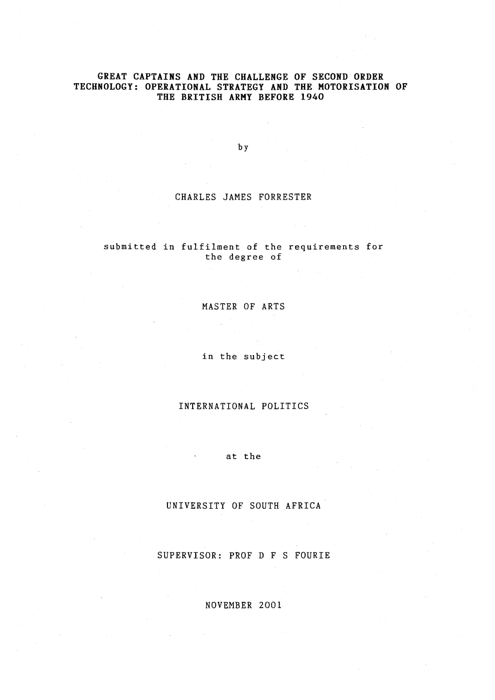 Operational Strategy and the Motorisation of the British Army Before 1940