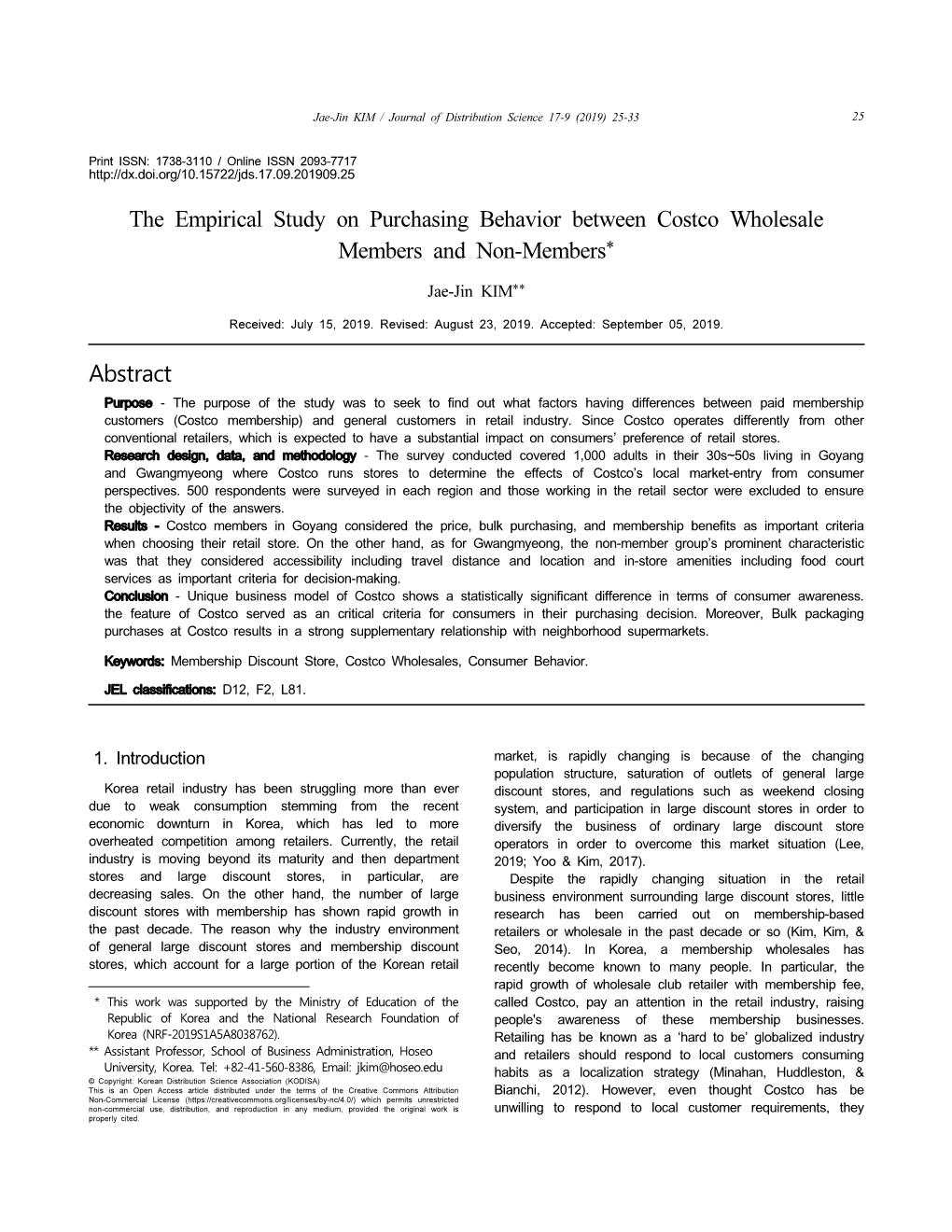 The Empirical Study on Purchasing Behavior Between Costco Wholesale Members and Non-Members*