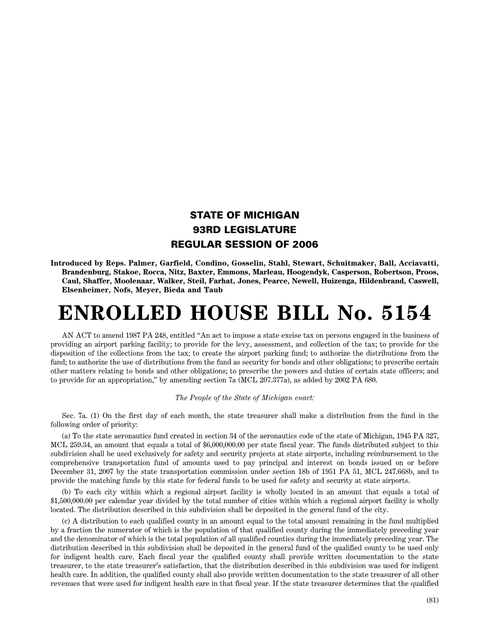 ENROLLED HOUSE BILL No. 5154