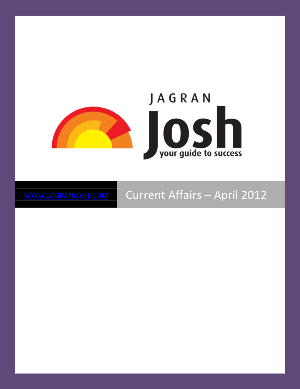 Current Affairs – April 2012