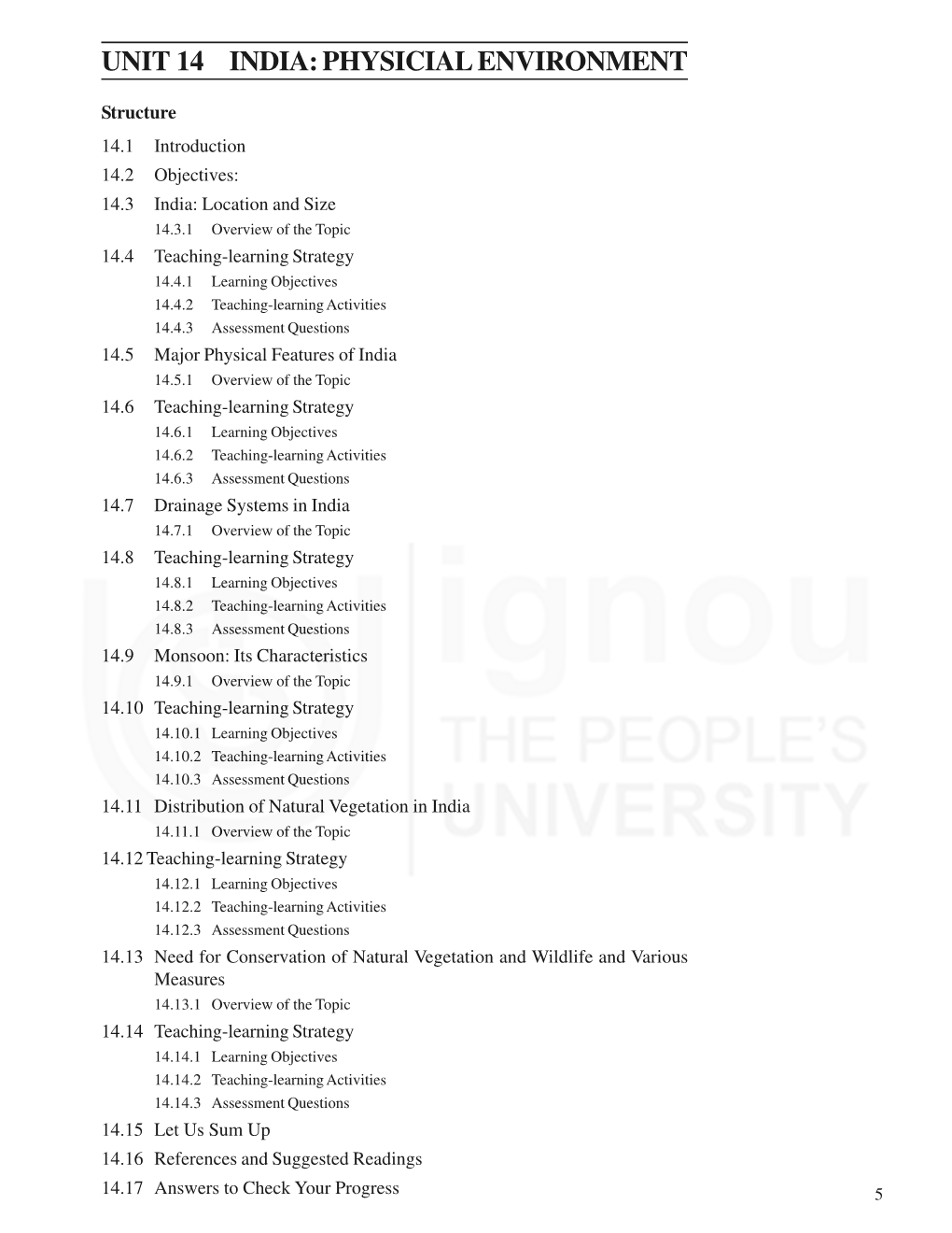 Unit 14 India: Physicial Environment