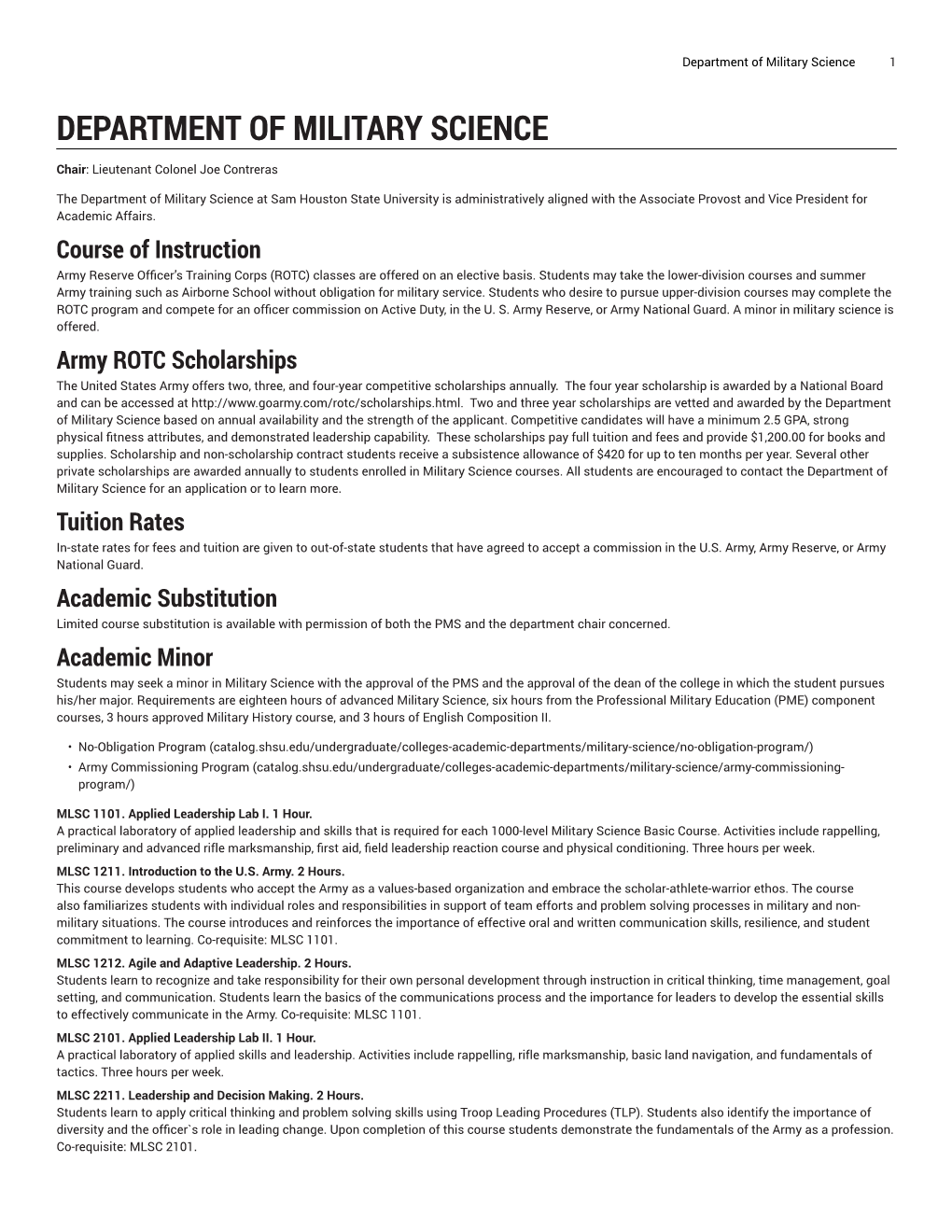 Department of Military Science 1